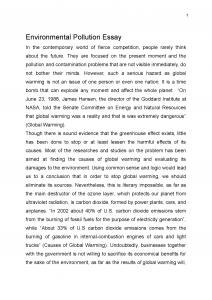 Environment Essay Example 1